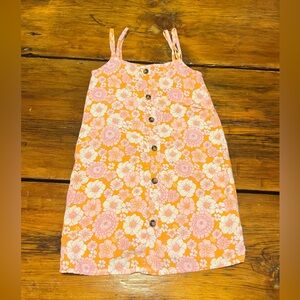 btween Floral Kids Dress in Orange and Pink
